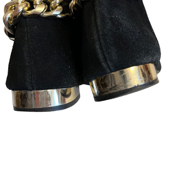 TopShop Black Suede Rocker Glam Gold Mod Luxe Gold Chain Detail 8 - Picture 9 of 9
